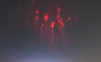 Congratulations to Wang Xin for winning the Standard Chartered Weather Photographer of the Year competition with an image of red sprite lightning during a thunderstorm in Shanghai. A rare image captured of multiple sprites at once!