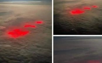 Recently, pilots flying over the Atlantic Ocean captured an awe-inspiring sight—a massive red glow illuminating the night sky just above the clouds. This phenomenon, caught in photographs, quickly spread online, captivating the public’s imagination and stirring up a mix of fascination and speculation.