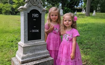 GIRLS VISIT DAD'S GRAVE TO "SHOW" THEIR NEW DRESSES AS HE ASKED AND SEE 2 BOXES WITH THEIR NAMES "On my birthday, I want my little girls to look their prettiest," Brian had said, his voice soft but hopeful. "I'm so curious to see what you’ll wear. Do you promise to come to Daddy and show me your beautiful outfits, girls? Even if Daddy can't be with you that day, you have to promise me you'll look your best." Those words were his last wish—a simple request for his daughters to visit him on his birthday. When Brian's birthday came, the girls put on their new outfits, each one carefully chosen to honor his wish. They held hands, their little steps slow and purposeful as they walked toward his grave, with their mother, Linda, following close behind. Standing in front of Brian's gravestone, the girls noticed two beautifully wrapped boxes with their names on them, each topped with a small sticker.👇