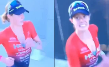 Triathlete pleads with cameraman not to film her from behind after 's**tting' herself moments before finish The world champion triathlete had a calm request for the cameraman after her bodily malfunction