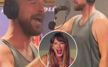 Travis Kelce singing new Christmas song written by none other than Taylor Swift in celebration of Chiefs win over Panthers