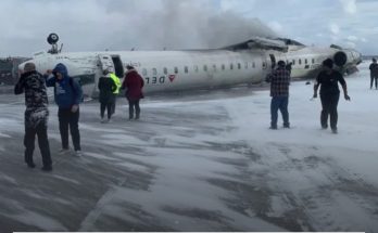 Nine injured after Delta Air Lines plane flips while landing